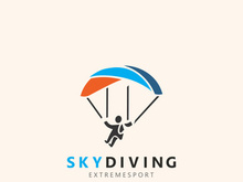 Skydiving logo sport high adventure Inspiration Silhouette Paragliding Template