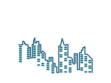 Modern city skyline icon silhouette vector illustration design