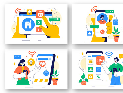 9 Connected Smart Devices Illustration