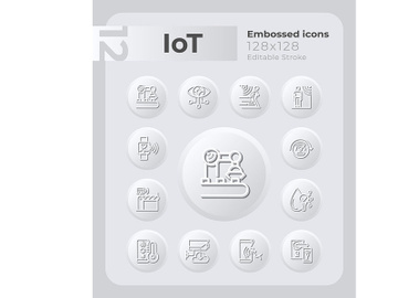 Internet of things embossed icons set preview picture