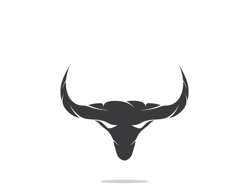 Retro vintage bull head horns logo.