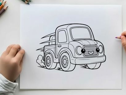 Vintage pickup truck cartoon vector illustration flat design