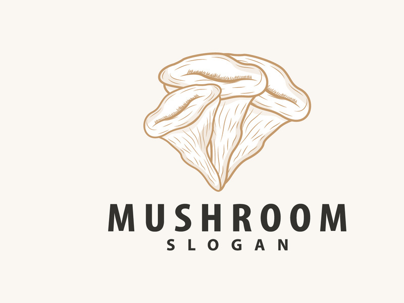 Mushroom Logo, Retro Minimalist Design, Food