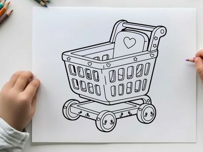 Shopping cart with heart love symbol vector illustration flat design