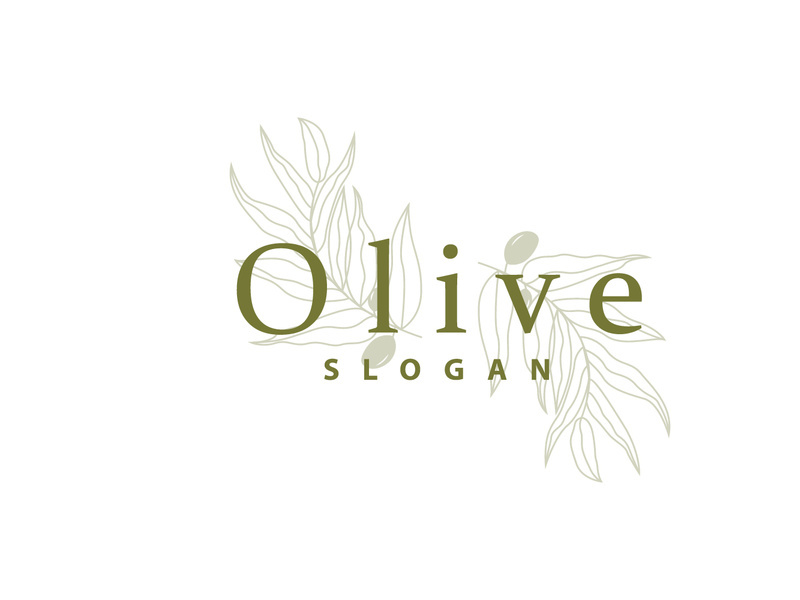 Olive Oil Logo, Olive Leaf Plant Herbal Garden Vector