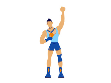 Athlete with gold medal flat color vector faceless character preview picture