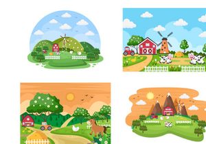 28 Cute Cartoon Farm Animals Illustration
