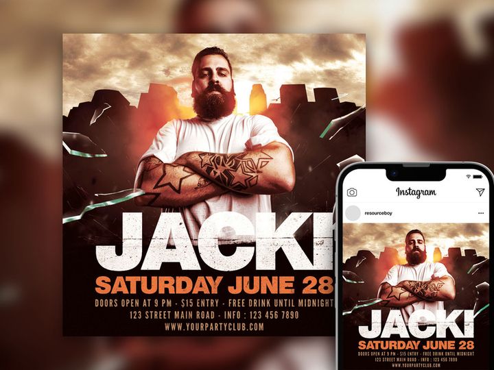 Free Stunning DJ Club Party Instagram Post Template