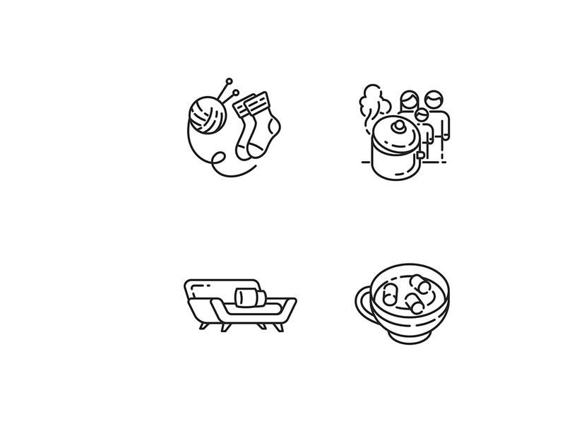 Hyggelig time linear icons set