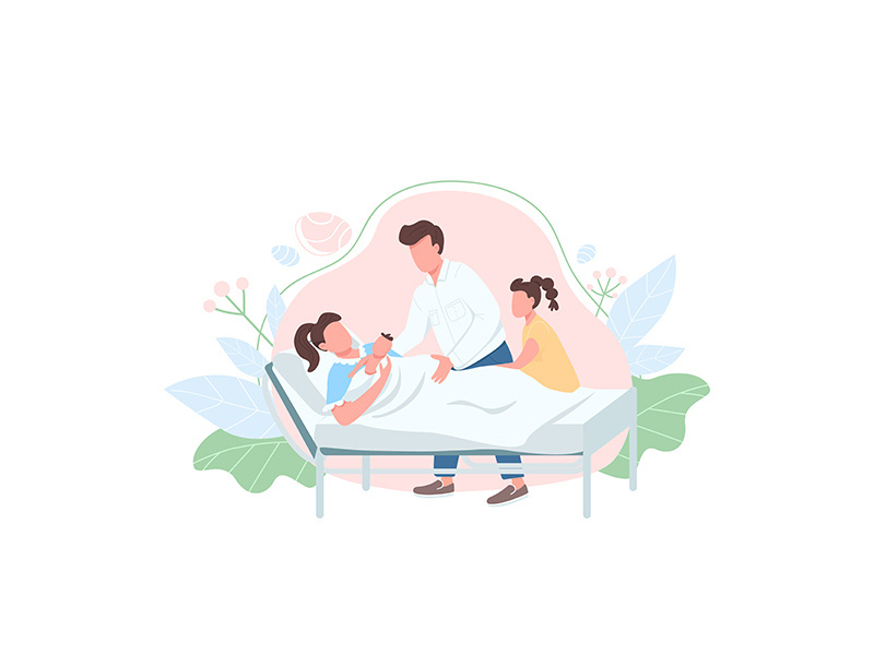 Family with baby flat color vector faceless character