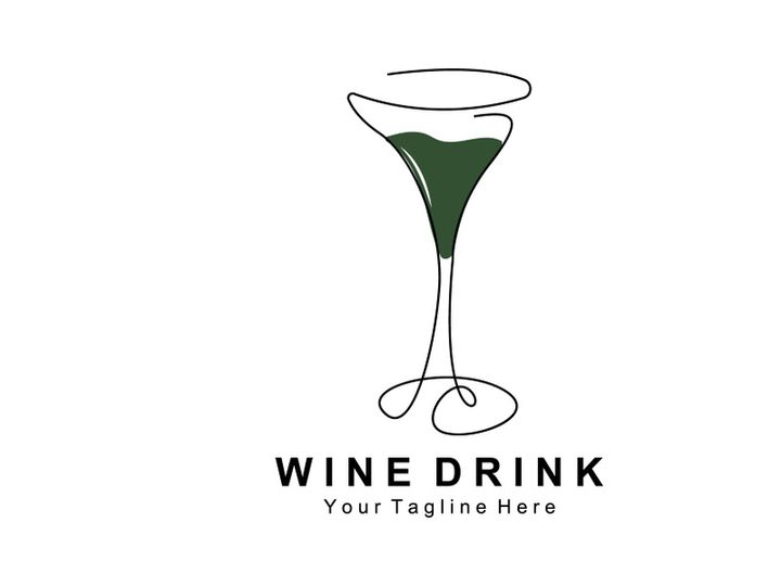 Beverage Wine Logo Design, Glass Illustration, Alcohol Drink Bottle, Company Product Vector