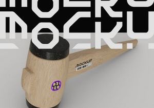 Round Wooden Hammer Mockup