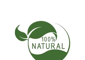 100% Natural and organic product badge vector green icon