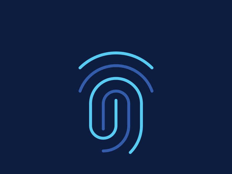 Modern human fingerprint logotype. Fingerprint for identity, business card, technology, digital.