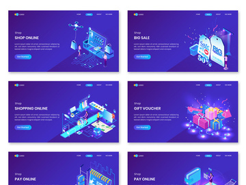 Shopping Online  Isometric Concept Landing Page preview picture