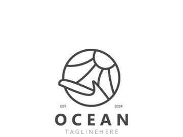 Minimalist ocean logo design with a round shape, ocean beach, sea water, simple, unique and modern preview picture