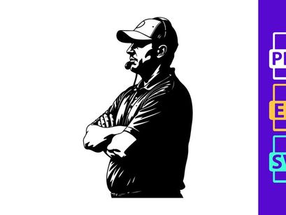 A man in a baseball cap standing with his arms crossed looking sideways