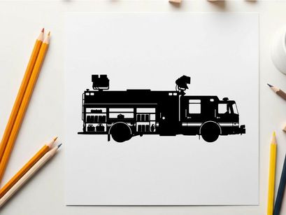 Fire truck silhouette emergency response vehicle