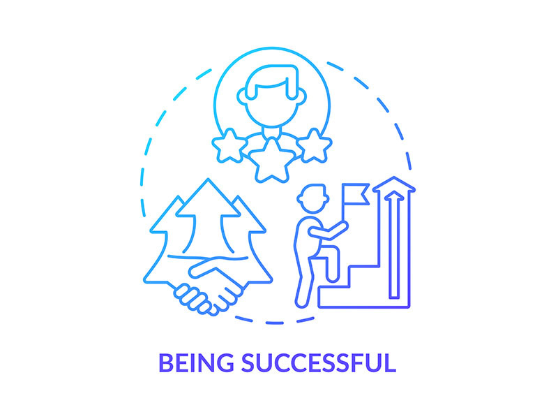 Being successful blue gradient concept icon