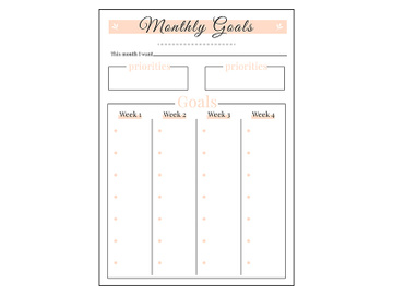 Month goals minimalist planner page design preview picture