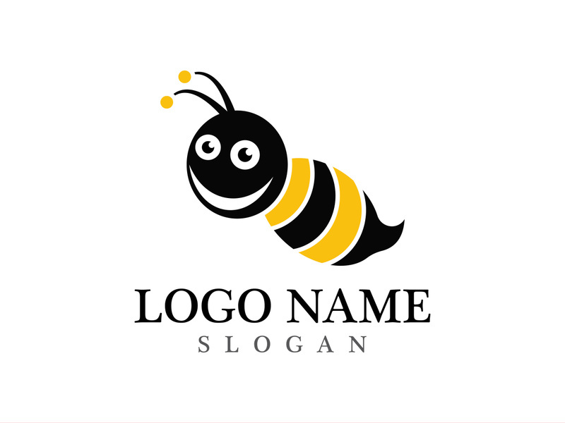 Bee logo vector icon illustration design