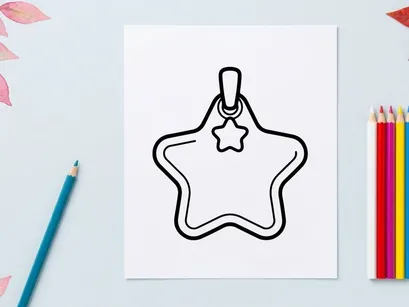 Silberner Stern-Anhänger auf weißem Hintergrund. Minimalistischer metallischer Schmuckanhänger für Mode- und Designprojekte.