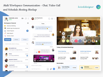 Multi Workspace Communication - Chat, Video Call and Schedule Meeting Mockup
