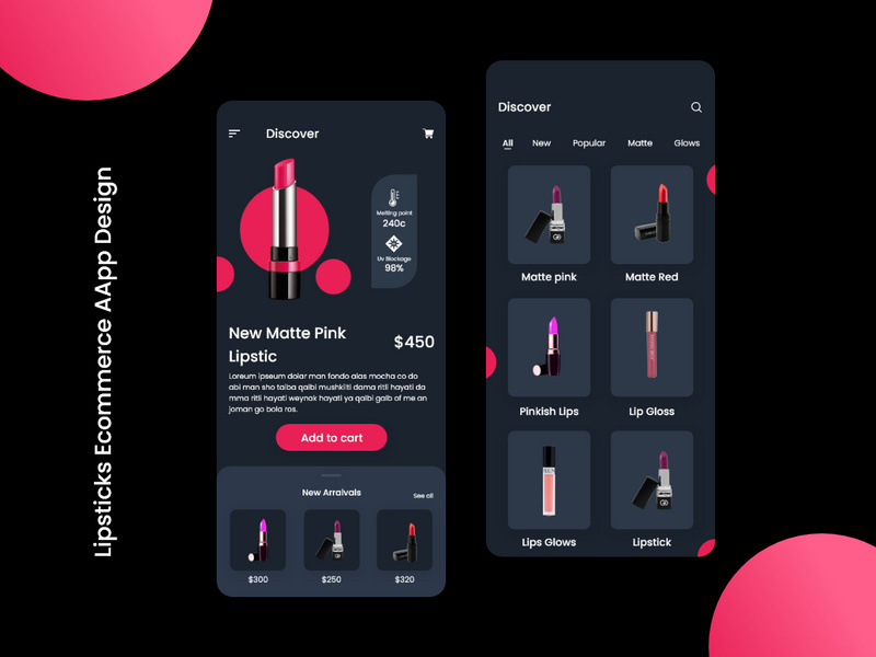 Lipsticks Ecommerce App Design
