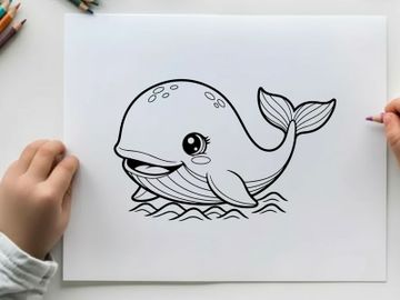 Whale breaching ocean waves flat design vector illustration preview picture