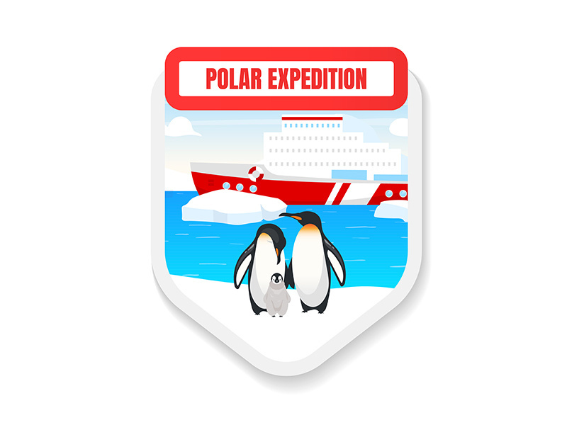 Polar expedition flat color vector badge