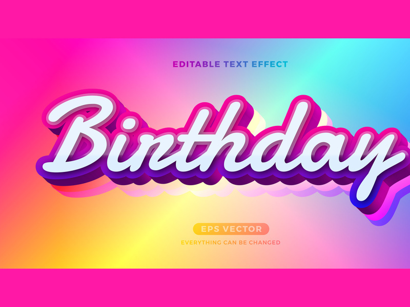 Birthday editable text effect style vector