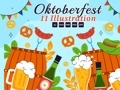 11 Happy Oktoberfest Beer Festival Illustration