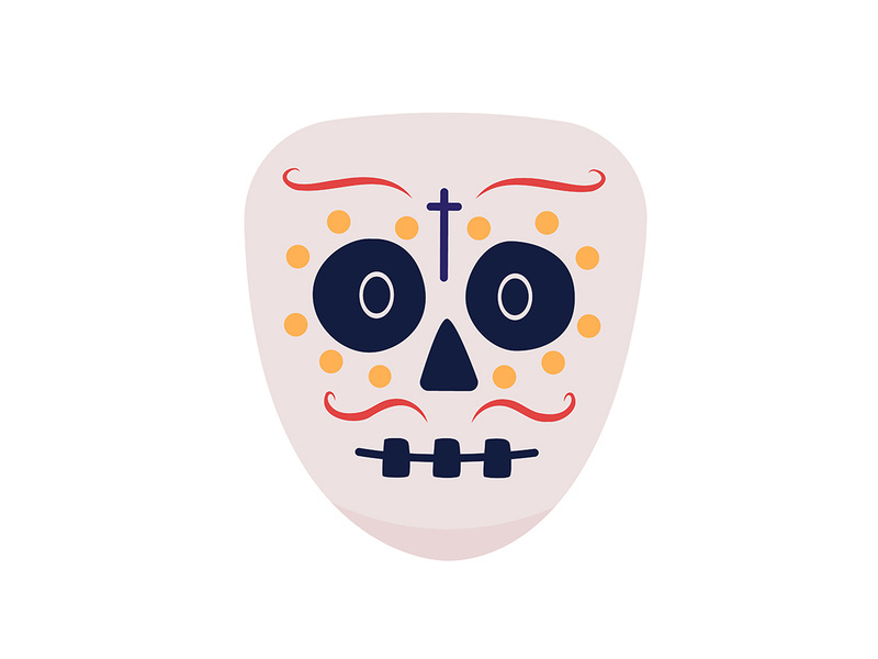Day of the Dead skeleton semi flat color vector character face