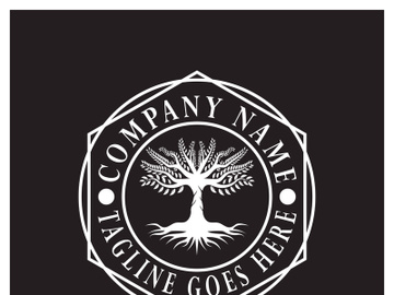 Root Leaf Family Tree of Life Oak Banyan Maple Stamp Seal Emblem Label logo design vector preview picture