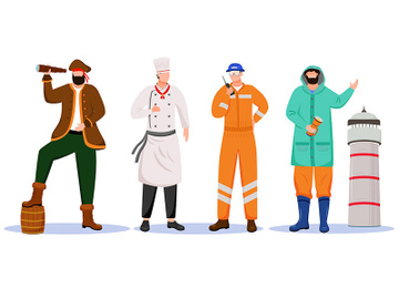 Maritime professions flat vector illustration preview picture