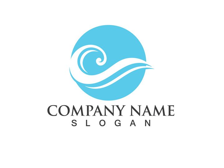 Wave Blue Water beach Logo vector Icon