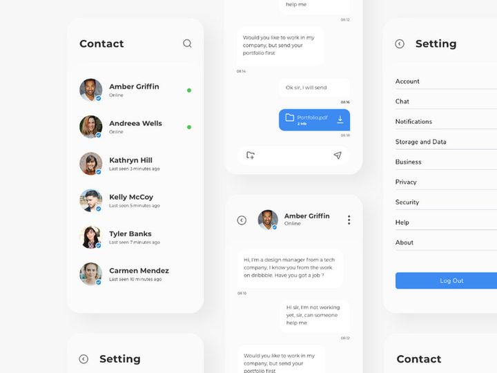 Simple Chat Design Mobile App UI Kit