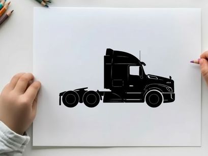 Silhouette of a semi truck with trailer