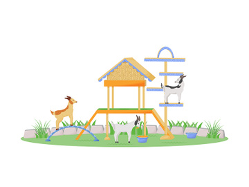 Goat in playhouse flat color vector character preview picture