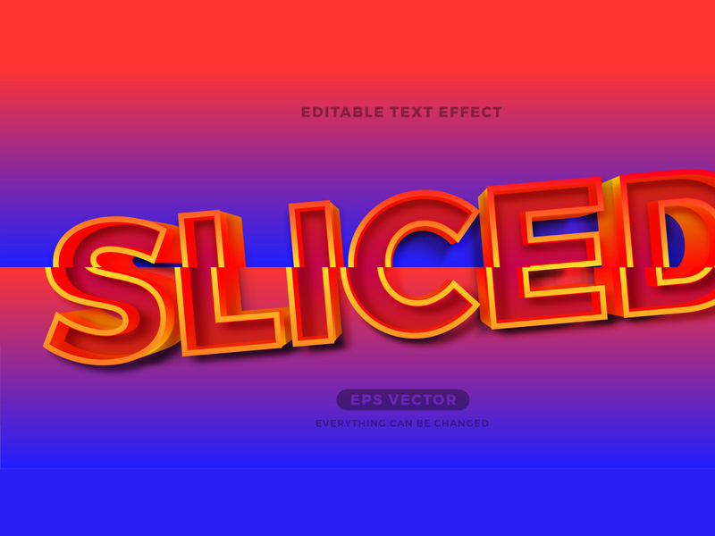 Trendy Sliced editable text effect vector template