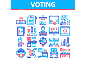 Voting And Election Collection Icons Set Vector preview picture