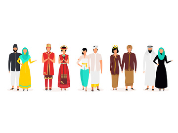 Indonesians flat vector illustrations set preview picture