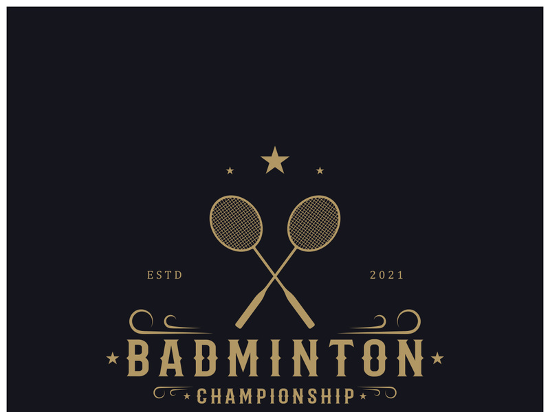 Modern Badminton logo design with Dynamic Shuttlecock and Racket, for championship, sport, sports shop, badminton school, business, company, tournament