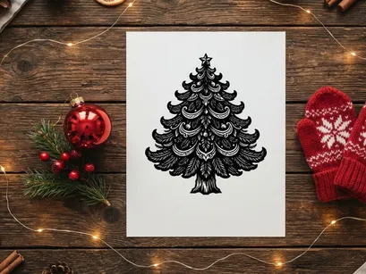 Dekorative Weihnachtsbaum-Illustration für die Feiertage