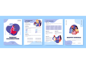 Diwali celebration flat vector brochure template preview picture