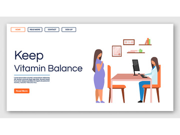 Female vitamin balance landing page vector template preview picture