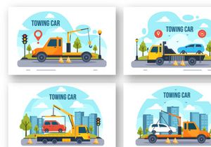 8 Auto Towing Car Illustration
