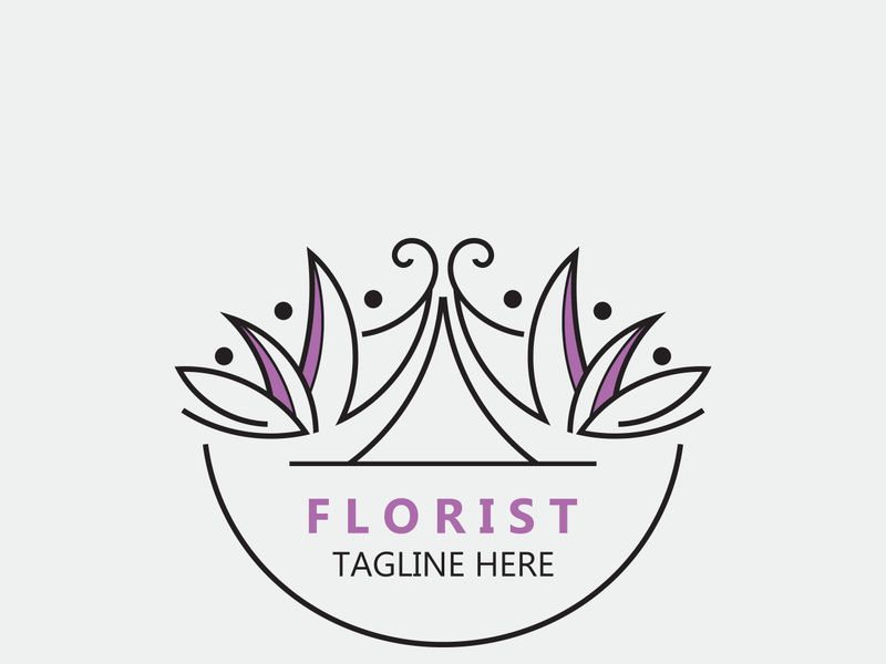 Florist logo beautiful floral leaf and flower vector art, icon graphic decoration business wedding template