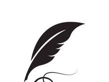 Feather quill design icon and logo illustration classic stationery