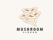 Mushroom Logo, Retro Minimalist Design, Food